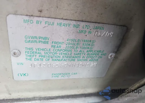 2004 Subaru Forester 2.5Xs z USA, uszkodzony, nr VIN JF1SG65604H754534